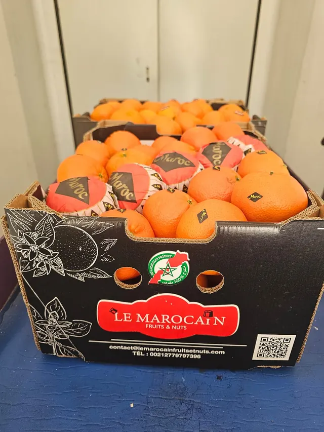 Mandarins packed in a Le Marocain Fruits & Nuts export carton